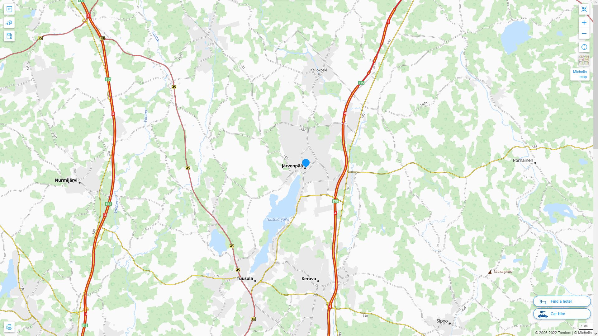Jarvenpaa Finlande Autoroute et carte routiere